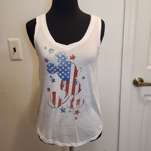 Disney Red White and Blue Mickey Mouse USA American Flag XSmall V Neck Tank Top